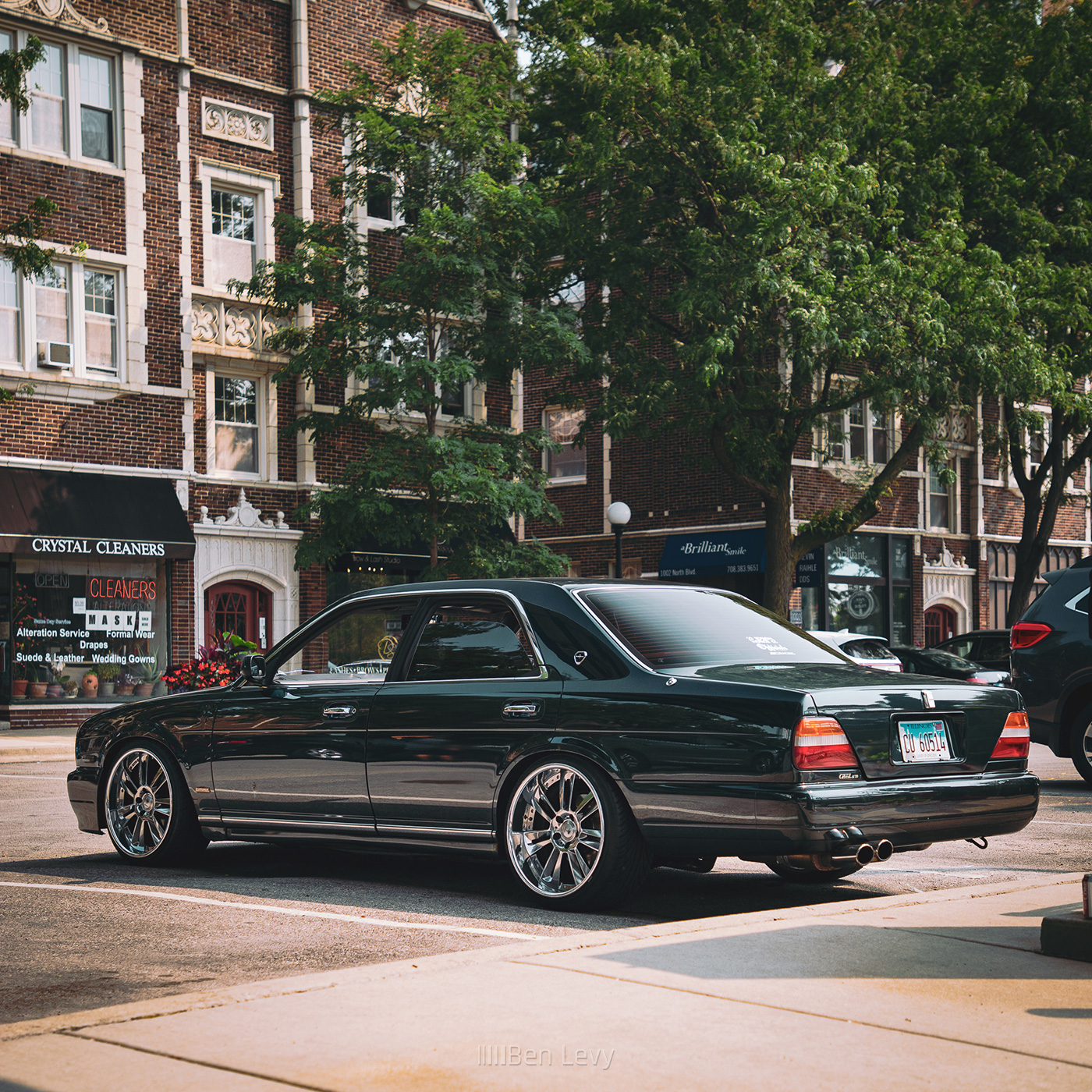 Green Nissan Cedric on Weds Kranze Glossa Wheels