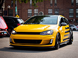 Yellow Volkswagen GTI at Cars & Coffee Oak Park
