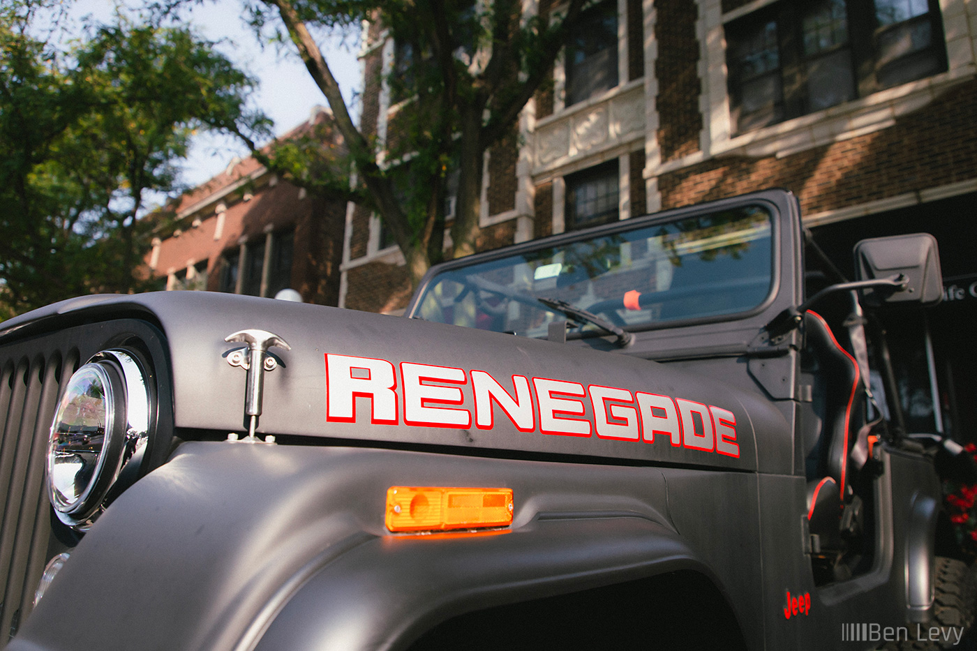 Renegade Decal on Hood of Jeep Wrangler