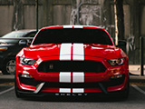 Front of Red Ford Mustang GT350