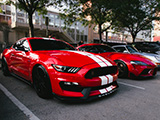 Red GT 350 and Supra in Oak Park Parking Lot