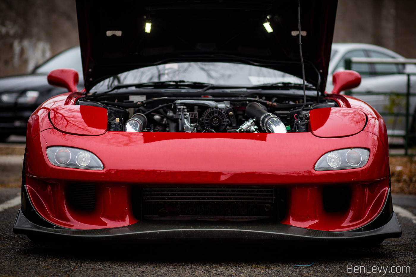 Front Bumper of JDM Mazda RX-7 in Red