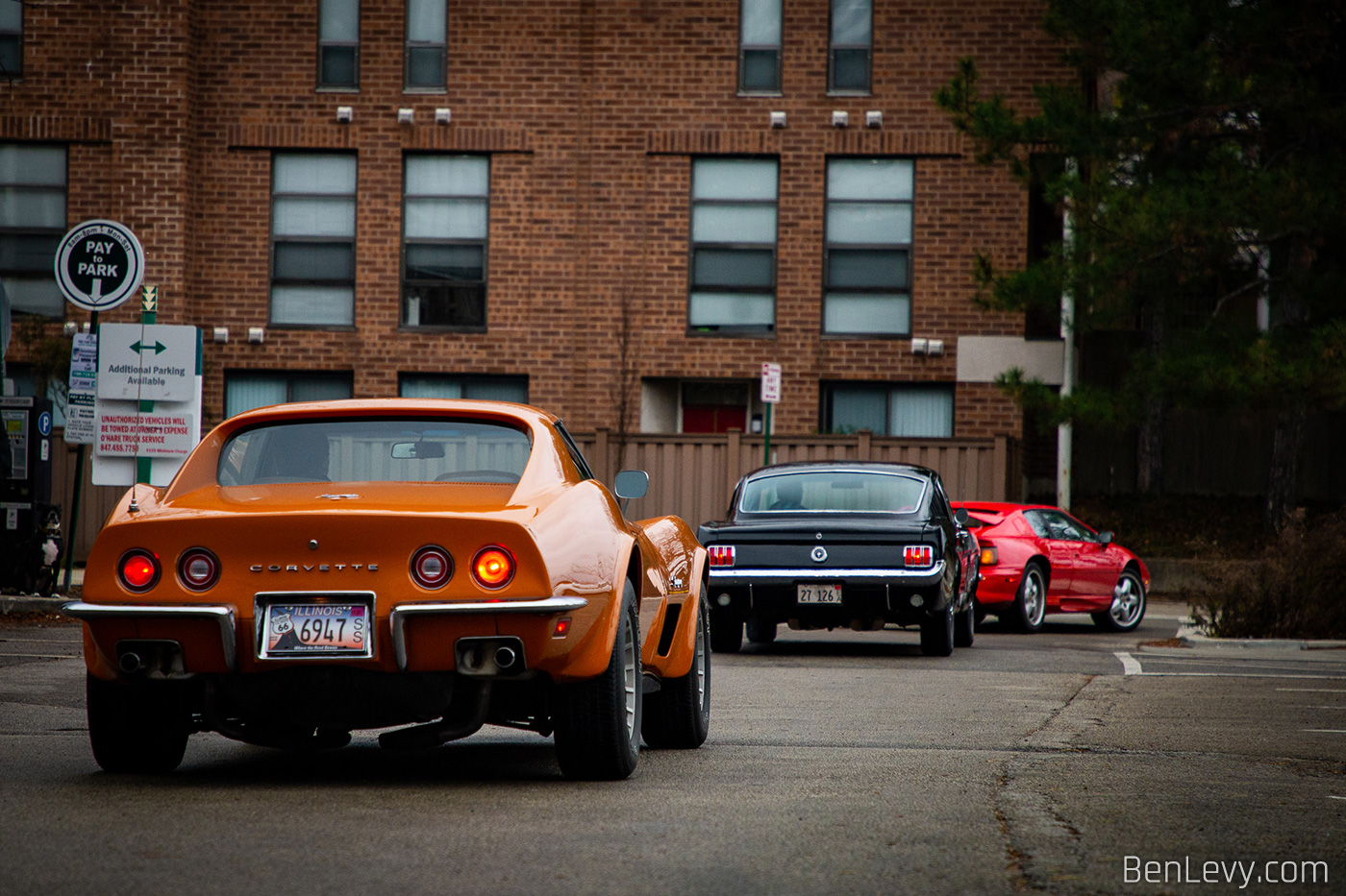 Classic Cars Leaving a Parking Lot in Oak Park
