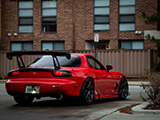 Tall Spoiler on Red FD Mazda RX-7