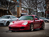 Red Porsche 996 Turbo in Oak Park