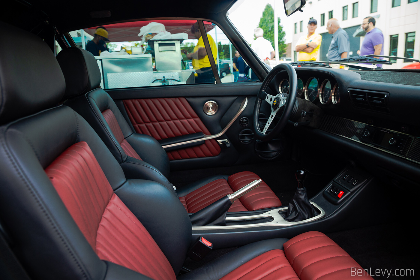 Custom Black and Maroon Leather Interior in Porsche 911