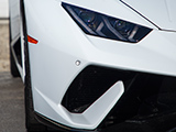 Headlight of White Lamborghini Huracan Performante