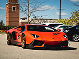 Orange Lamborghini Aventador at Car Meet in South Barrington, IL