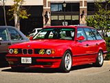 Red E34 BMW 5-Series Touring at Retro German Car Meet