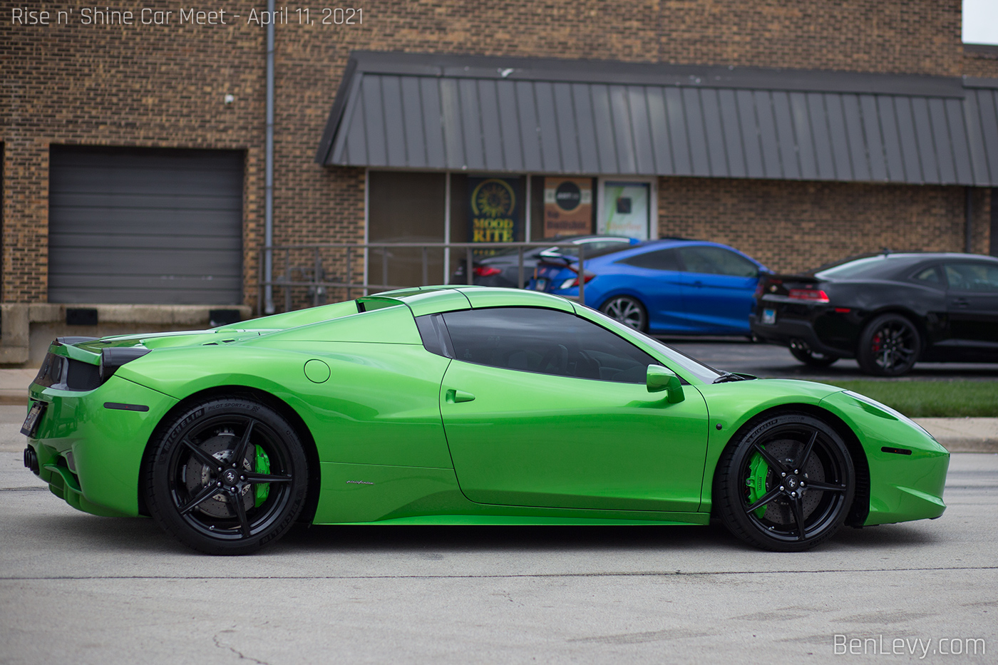 Side of a Green Ferrari 458 Spider - BenLevy.com