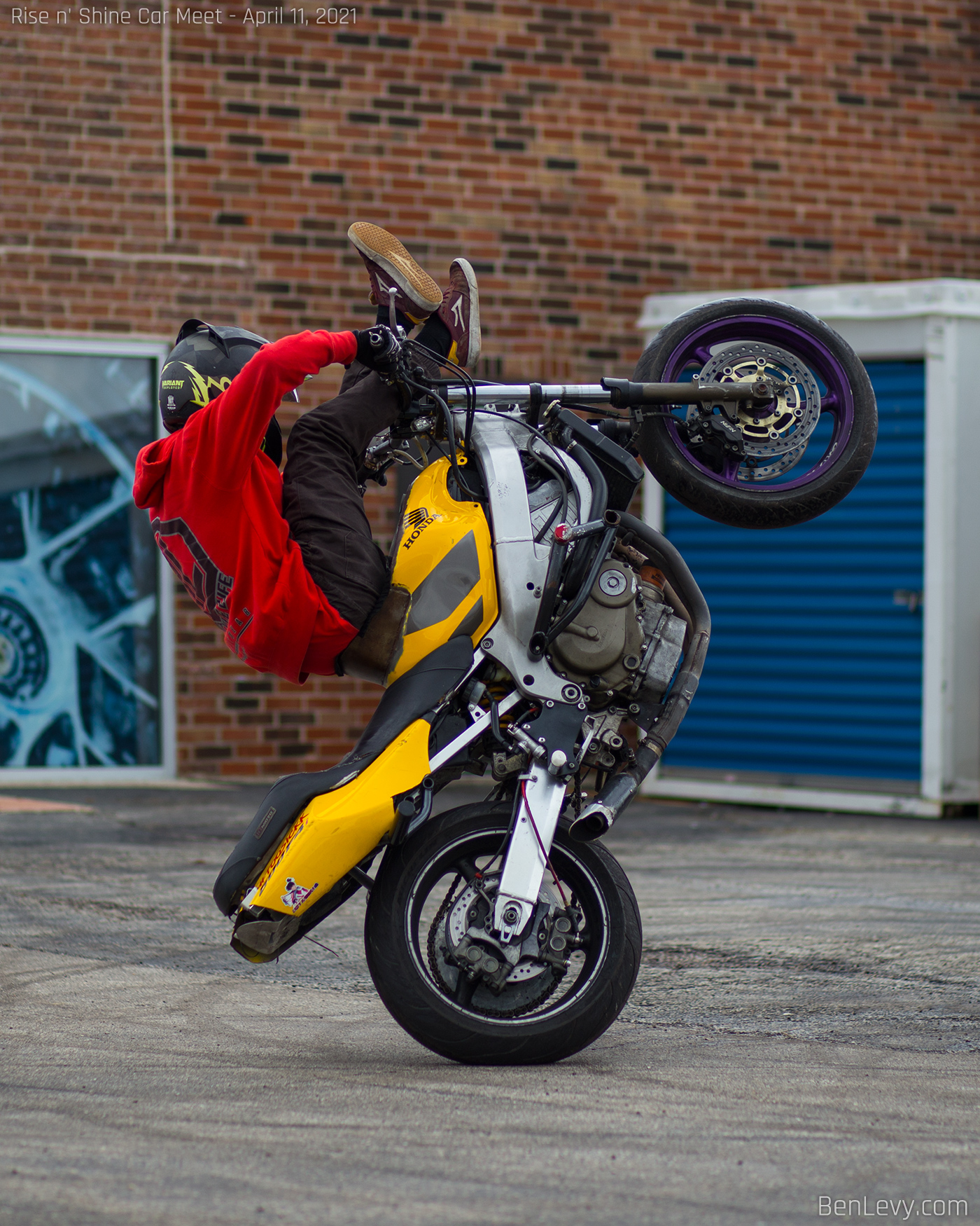 Motorcycle Stunt on a Honda CBR Sport Bike