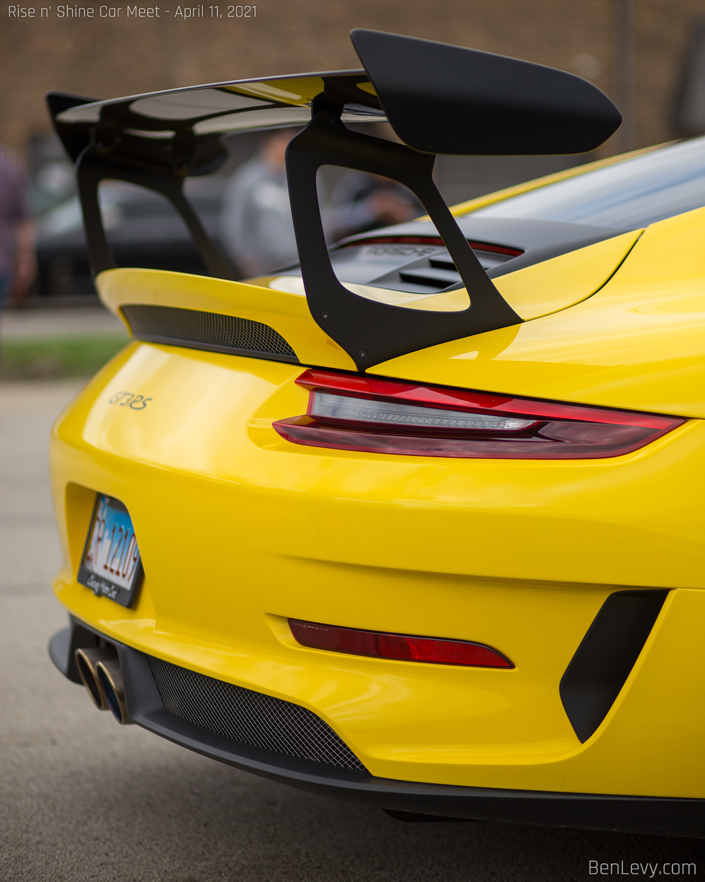 Yellow Porsche 991 GT3 Rear Spoiler