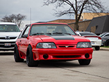 Red Foxbody Mustang at Car Meet in Lombard