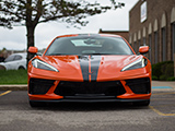 Orange C8 Corvette with Black Stripes