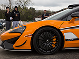 Front Wheel of Orange McLaren 620R