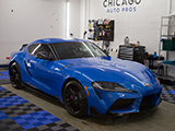 Blue GR Supra at Chicago Auto Pros