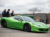 Green Ferrari 458 at Chicago Auto Pros