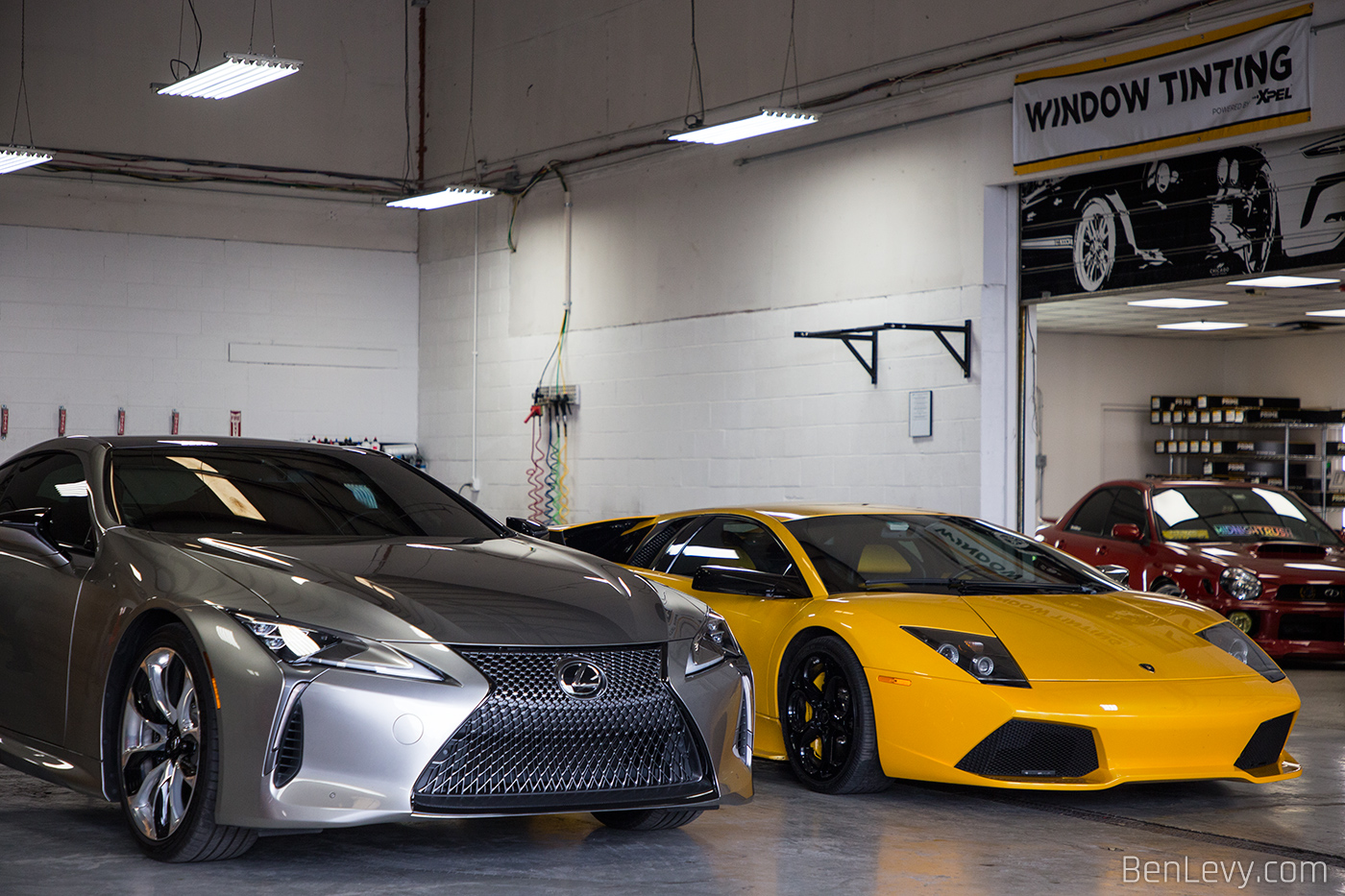 LC500 and Murcielago in the Chicago Auto Pros Glenview Shop