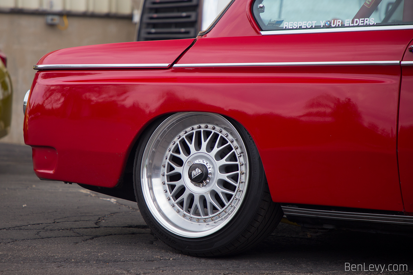 Rear Fender of Red BMW 2002