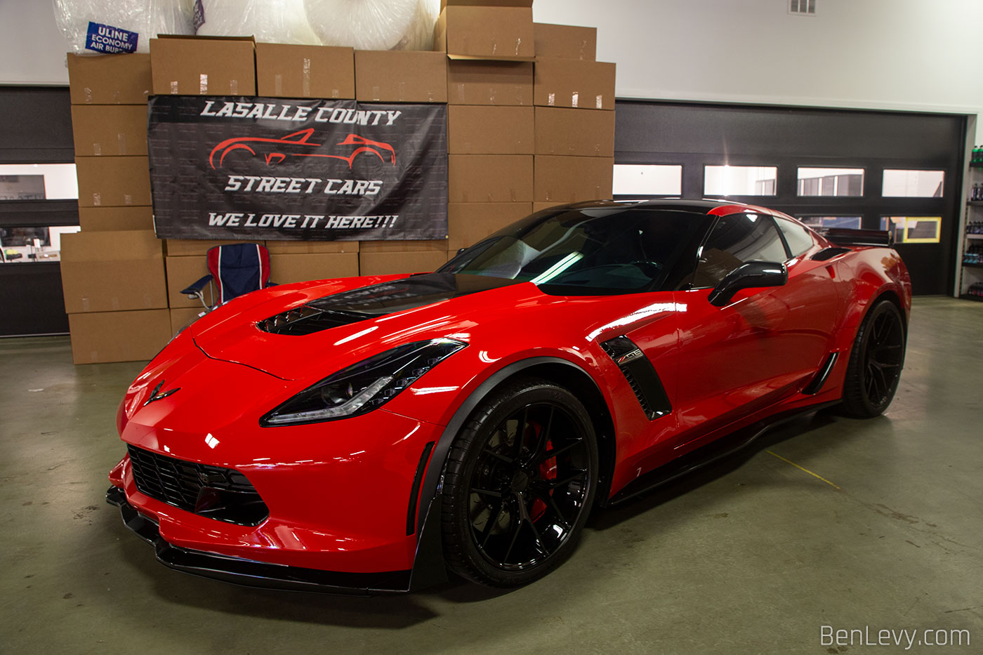 Red Corvette Z06 with LaSalle County Street Cars