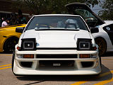 Front of AE86 Corolla with Headlights Up