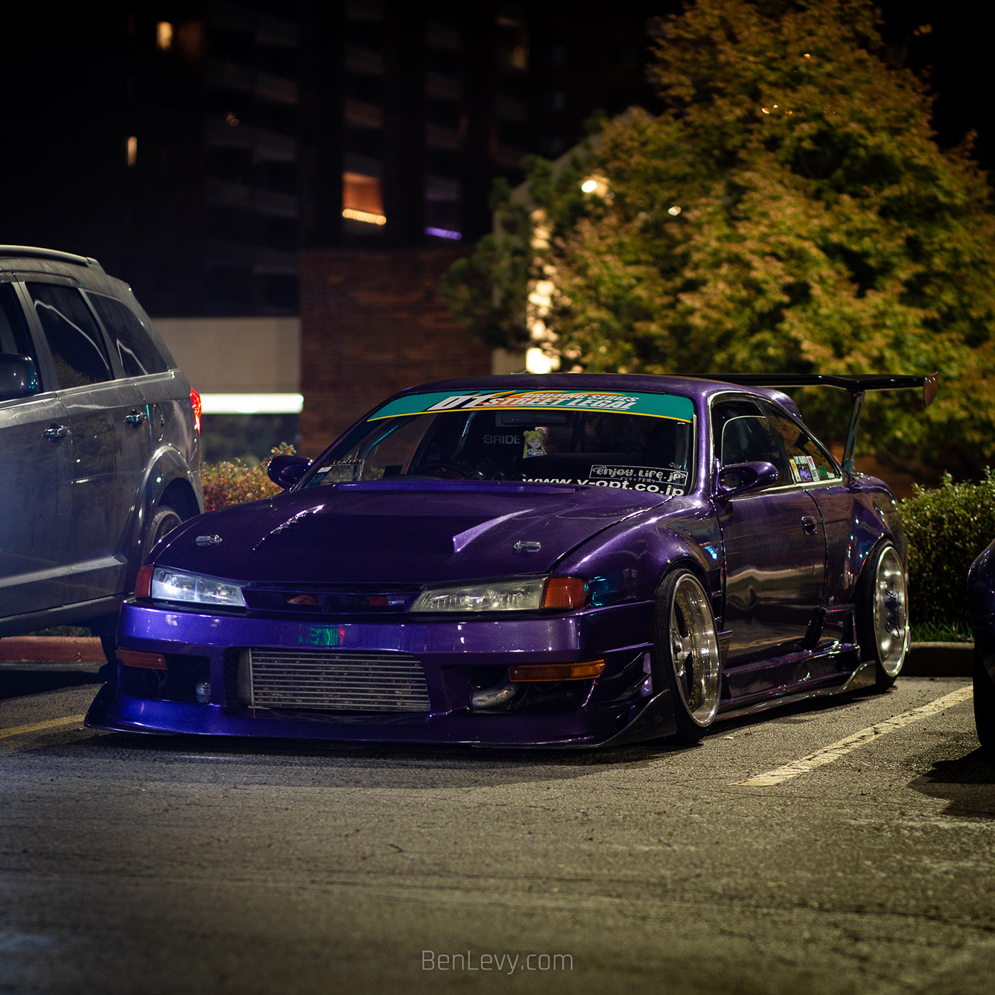 Purple S14 Nissan Silvia at 7-Eleven Meet