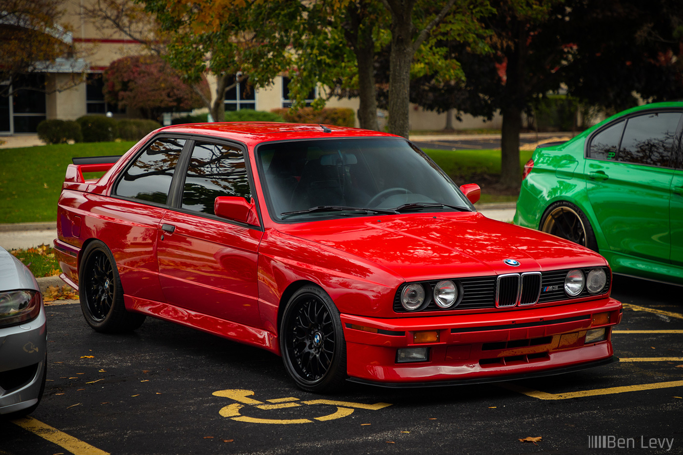 Red E30 BMW M3 on a Fall Day