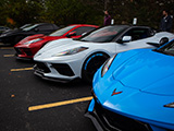 Red, White, and Blue C8 Corvettes
