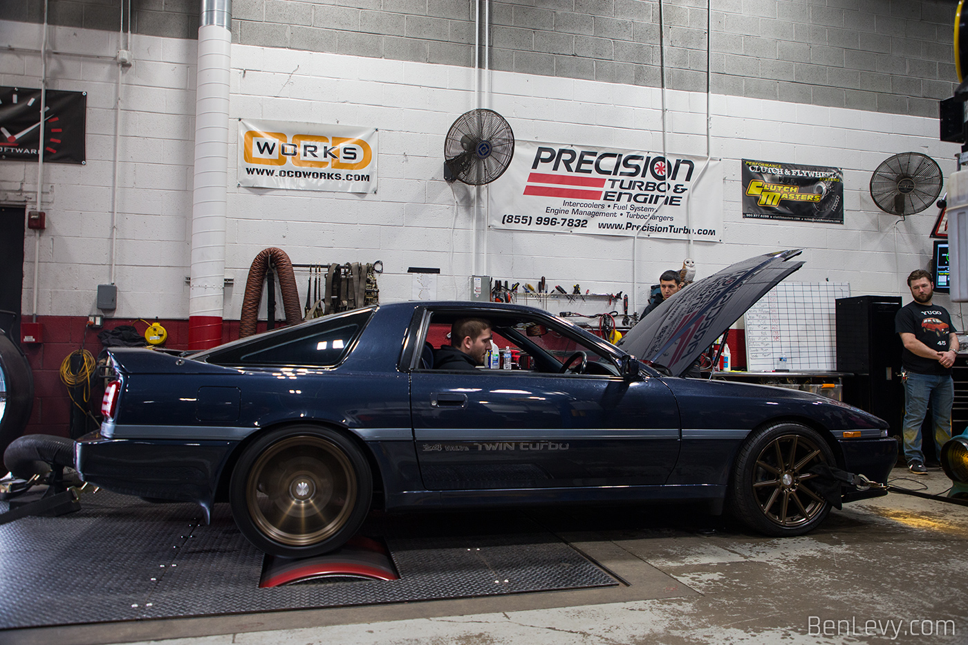 Blue, RHD Toyota Supra Turbo on the Dyno