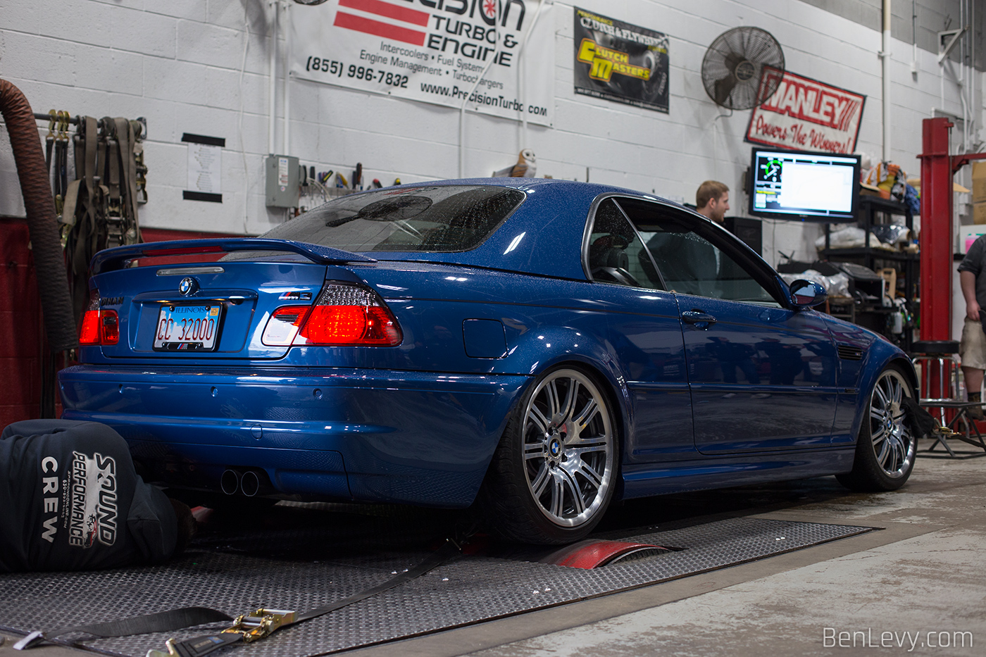 Blue E46 BMW M3 on the dyno at Sound Performance