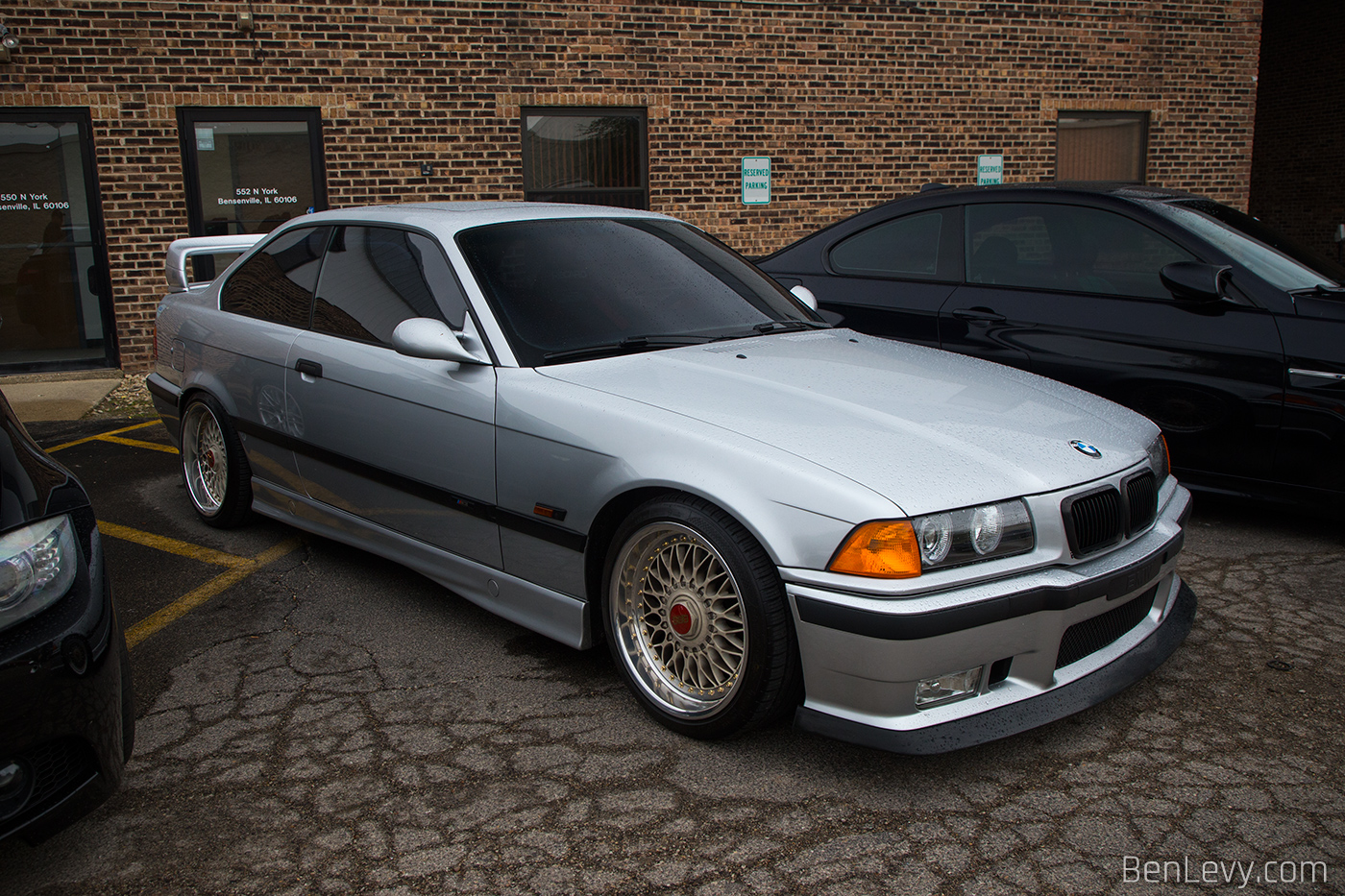 Silver BMW M3 Coupe on Gold BBS Wheels