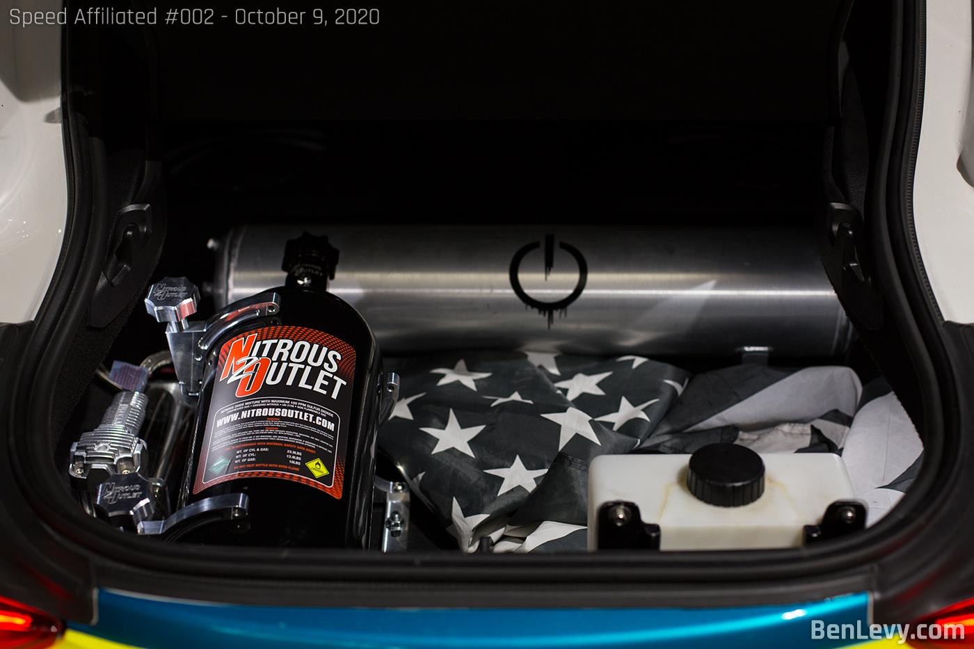 Nitrous Bottle and Air Compressor Tank in Mk5 Supra Trunk