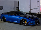 Nissan GT-R with blue wrap