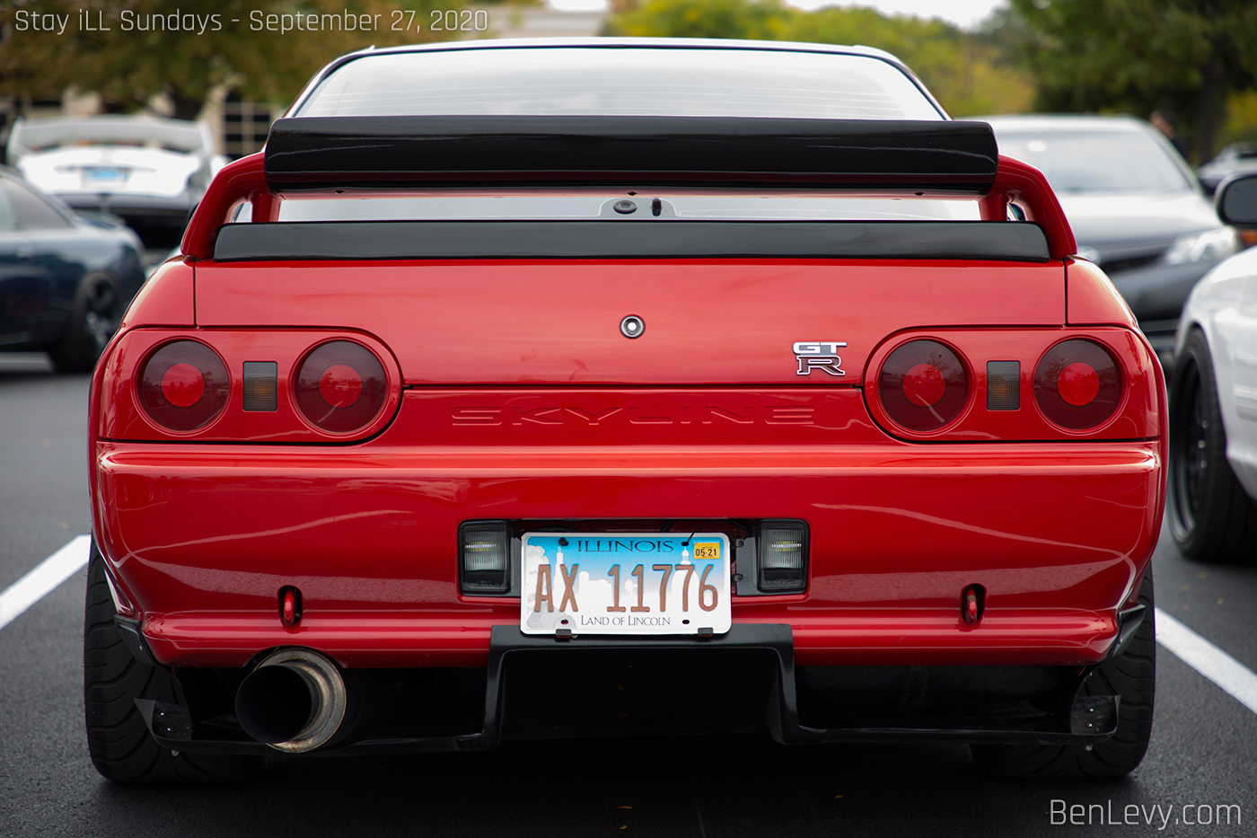 Rear of Red Nissan Skyline GT-R