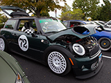 Green Mini Cooper S with fifteen52 Integrale wheels in Rally White