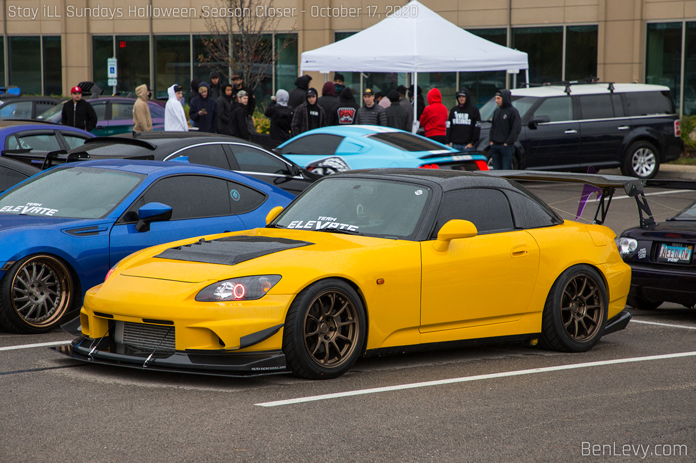 Yellow Honda S2000 with Voltex Racing Front