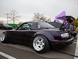 Purple NA Miata with WORK Meister CR01 wheels