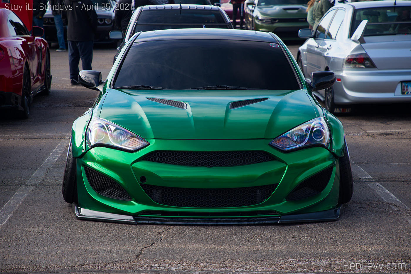 Front of Green Hyundai Genesis Coupe