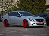 Silver Infiniti G37 on Red Wheels