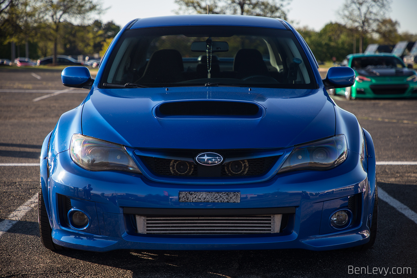Blue 2013 WRX with front-mount