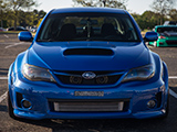 Blue 2013 WRX with front-mount