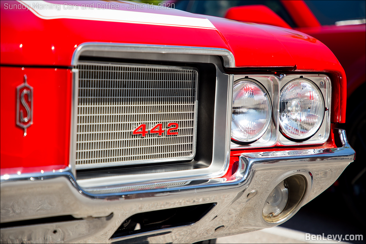 The Grille and Headlights of an Oldsmobile 442