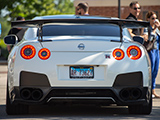 White R35 GT-R with big spoiler