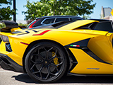Read side intake on a Yellow Lamborghini Aventador SVJ