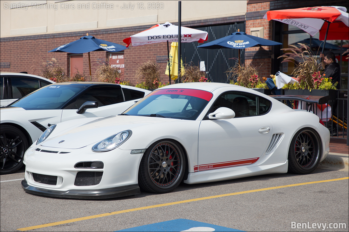 White Porsche Cayman at Sunday Morning Cars and Coffee