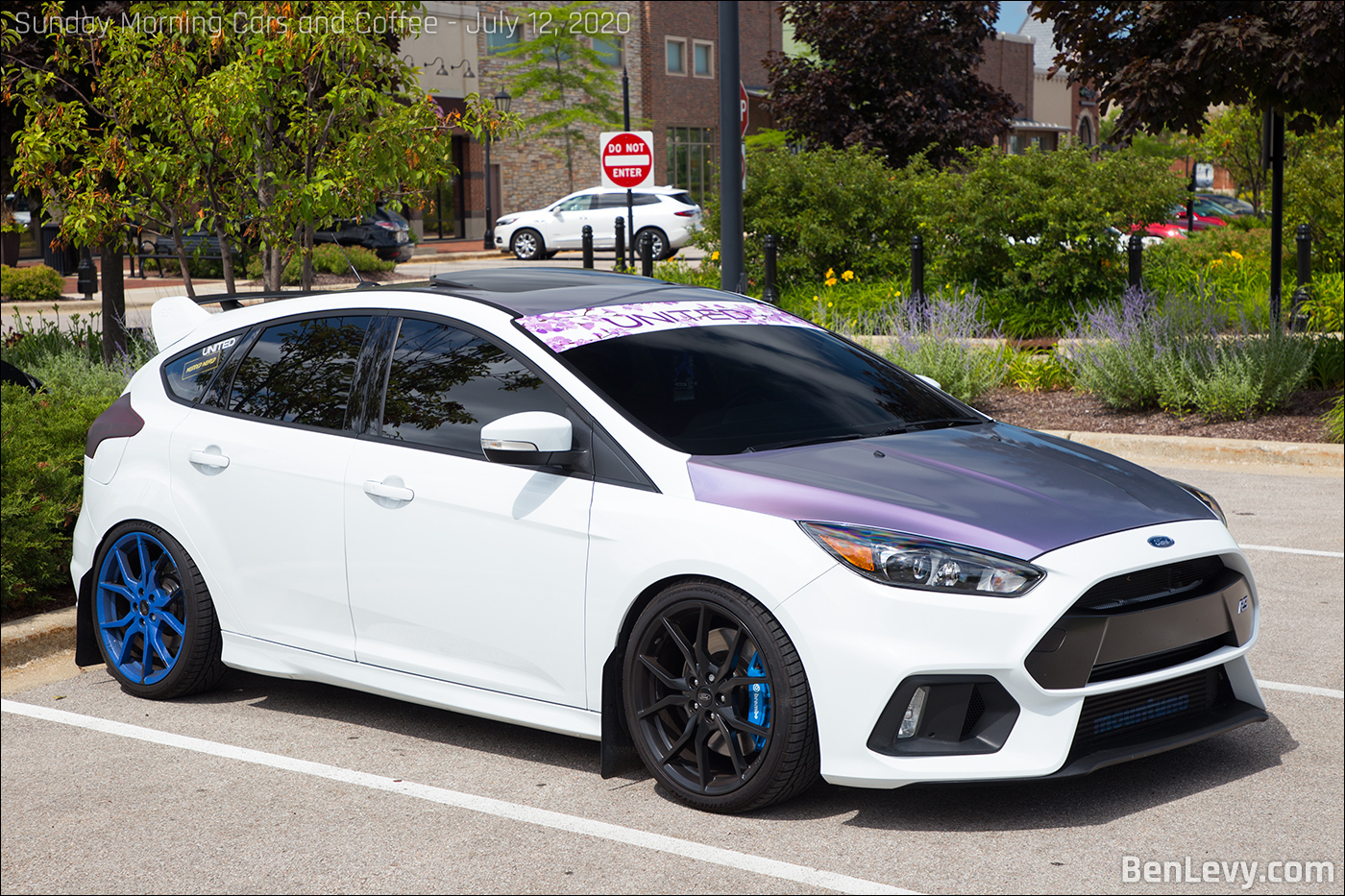 White FOrd Focus RS at at the Arboretum of South Barrington