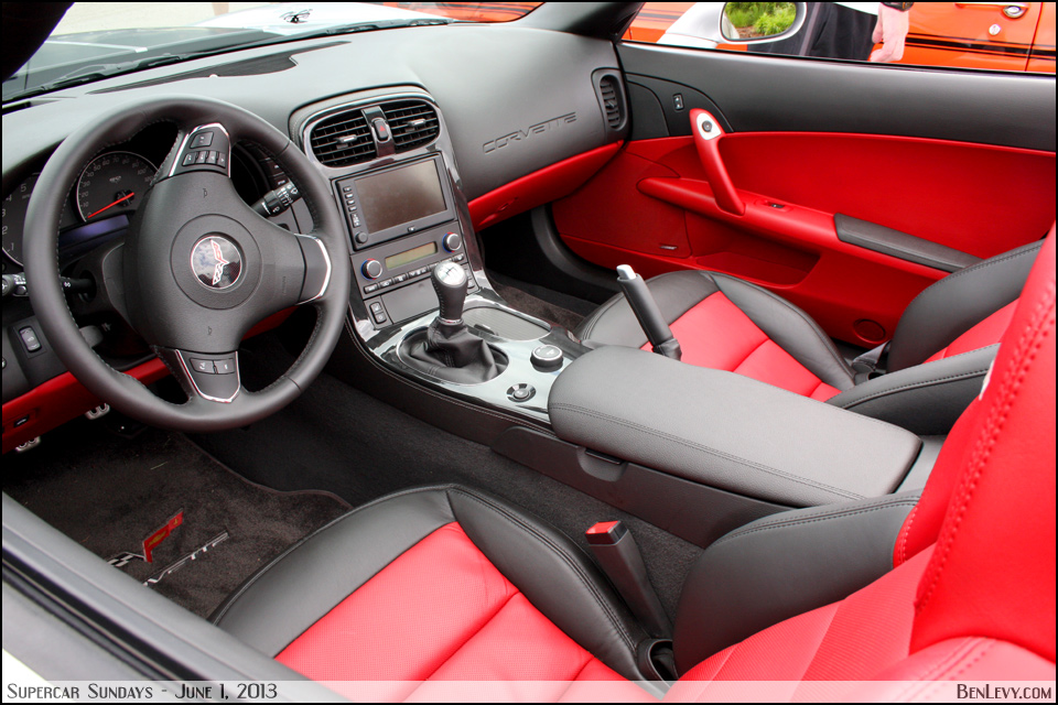 Red interior of a C6 Corvette