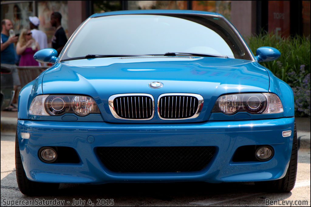 Front of BMW M3 in Laguna Seca Blue