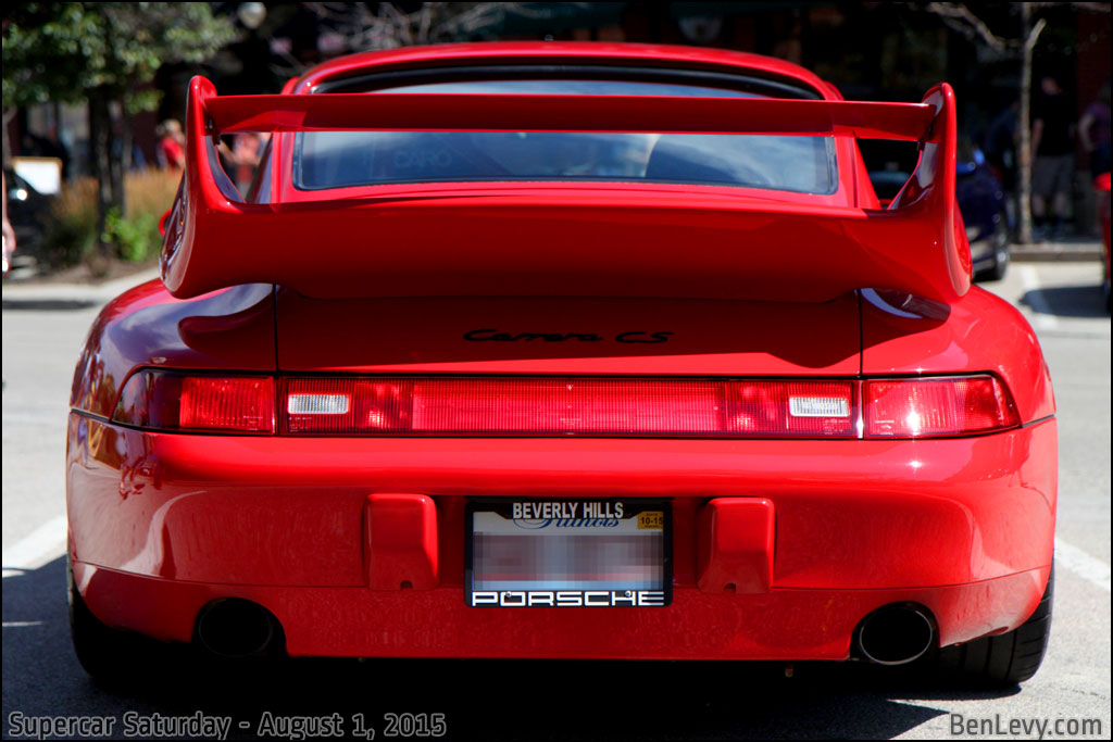 Rear of a red Porsche 911