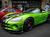 Green DOdge Viper with Black Stripe at Supercar Saturday